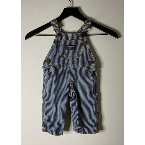 OshKosh B’Gosh Striped Overalls Size 6 Months - Picture 1 of 12